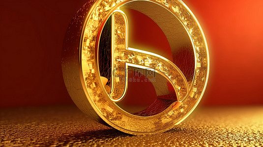 金色背景与 3D 渲染的印度尼西亚卢比货币符号黄金