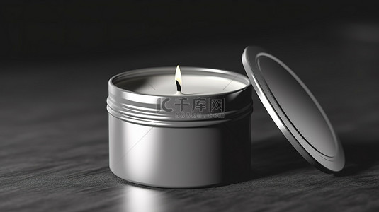 烛光蜡烛背景图片_用于定制品牌和模型的旅行锡蜡烛的 3D 渲染