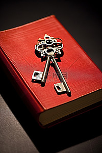 学习封面背景图片_旧书上刻有红色封面的钥匙链