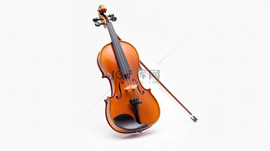 3d 渲染的空白画布上带弓的传统木制小提琴