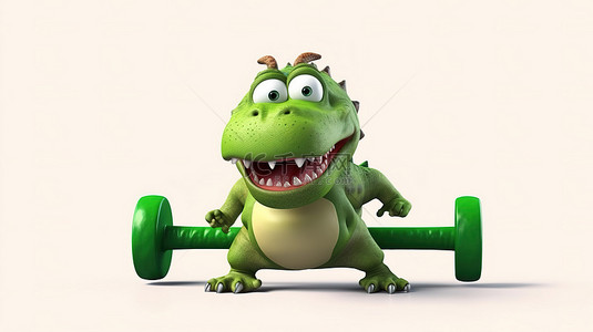 搞笑 3D 恐龙卡通参与健身活动