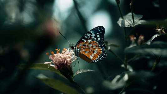 森林花卉植物蝴蝶摄影广告背景