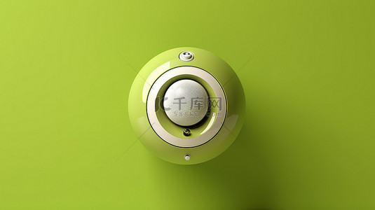 墙上绿色隔离球体中的 3D 扬声器