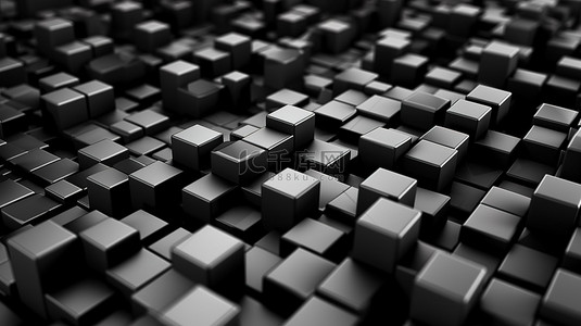 黑色立方体抽象 3D 渲染背景