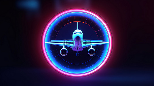 发光的飞机 3d 图标未来用户界面元素