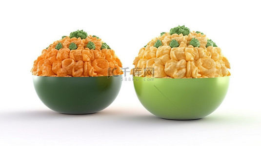 日本酵素背景图片_卡通风格 3d 渲染橙色和绿色瓜 bingsu 刨冰隔离在白色背景