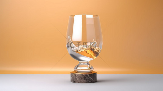 孤立的玻璃奖杯的 3d 渲染