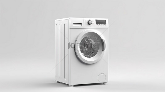 洗衣洗衣背景图片_白色背景上孤立洗衣机的 3D 插图