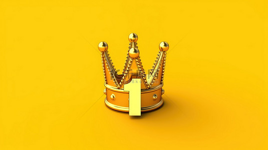 皇冠奖杯背景图片_富丽堂皇的金色第一，皇冠象征着充满活力的黄色背景上的胜利和胜利