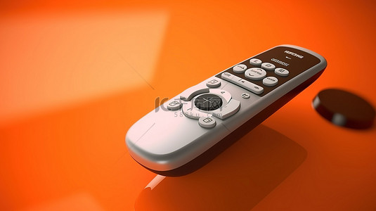 视频背景图片_3D 渲染单色电视遥控器和操纵杆在充满活力的橙色背景