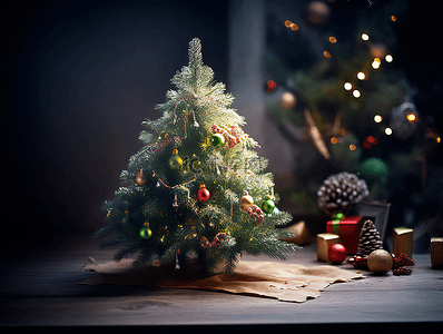 挂贺卡的圣诞树背景图片_圣诞树贺卡圣诞节新年节日广告背景