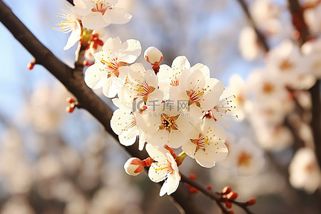 白色花背景图片_一棵春天开白花的树