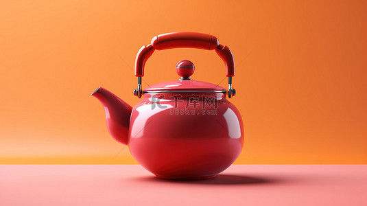 经典黑色背景图片_复古红色茶壶经典而迷人的 3D 渲染