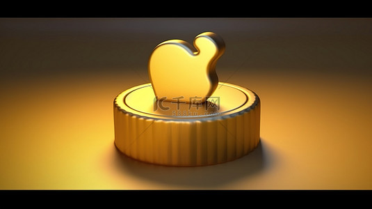 饼干的图标咬了一个 3D 渲染的黄金符号