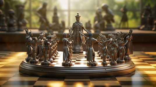 皇家之战国际象棋国王在战斗中的 3D 渲染
