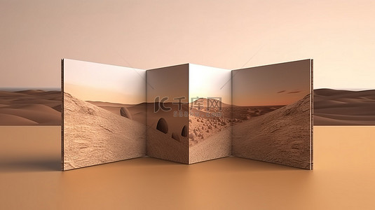 双折页设计背景图片_双折小册子的空白 3D 模型已准备好供您设计