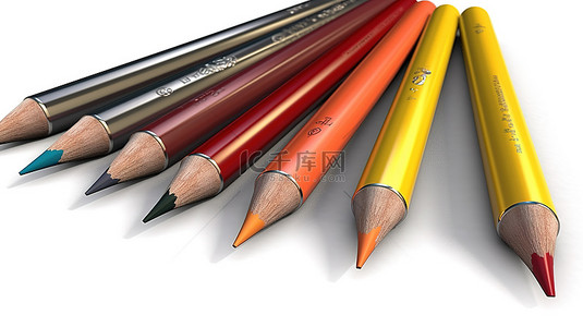 铅笔涂鸦背景背景图片_弯曲铅笔笔工具的 jpeg 3d 渲染中包含剪切路径，可轻松合成