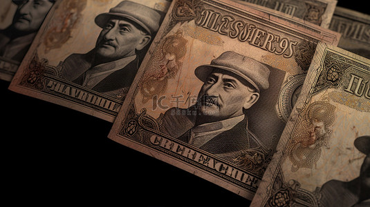美拉德棕背景图片_摩洛哥货币 3D 复古 5 迪拉姆纸币，以穆罕默德五世为特色