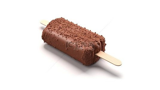 白色背景上巧克力冰棒冰淇淋的 3d 渲染