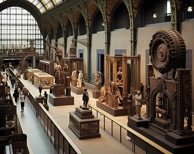 一个艺术博物馆，外面有很多雕像和柱子