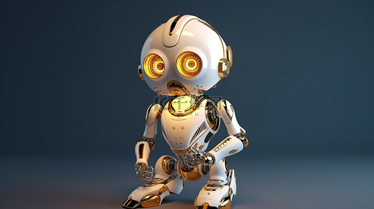 武器可爱背景图片_在可爱的 3d 渲染中配备机器人手臂的 ai 机器人