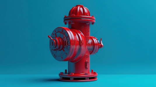 消防栓站在彩色背景上的 3D 模型