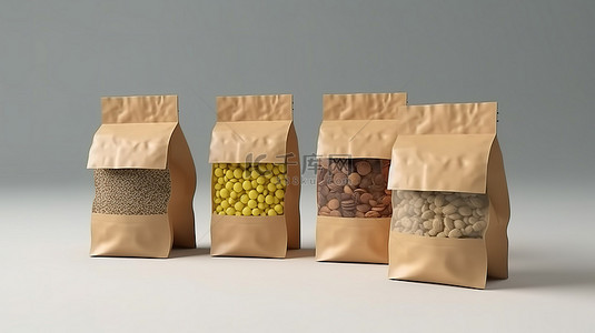 包装工艺食品袋的独立 3D 渲染
