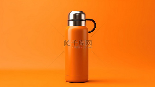 橙色背景下单色热水瓶的 3d 渲染