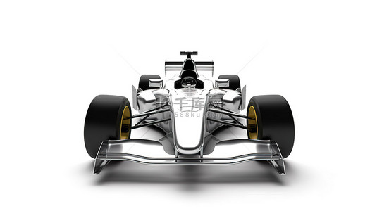 从白色背景上孤立的上方看到的赛车的 3D 渲染