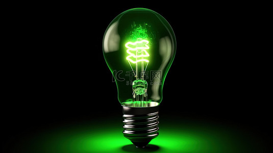绿色灯泡背景图片_独立的绿色灯泡照亮了通往创意 3D 渲染的道路