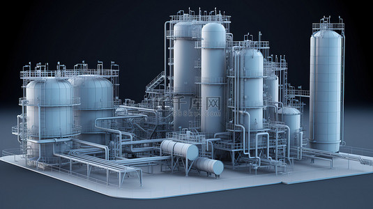 石油化工背景图片_石油工厂 3d 渲染