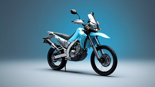 轻型蓝色旅游耐力摩托车的 3D 插图