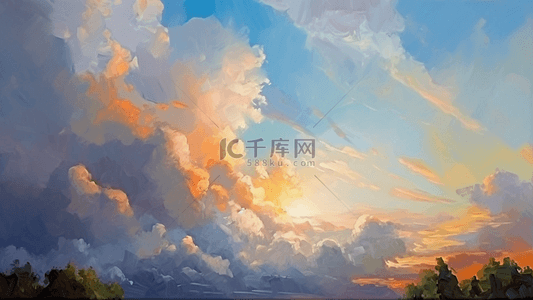 云彩黄昏背景图片_天空黄色夕阳彩色背景