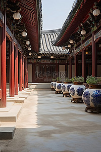 文化兴村背景图片_一个带有一些红色的庭院