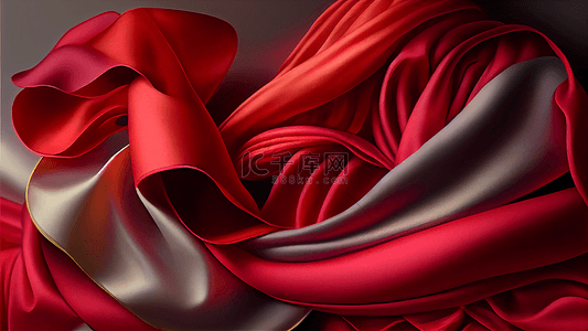 红色红彩带背景图片_丝绸大红色婚礼绸缎背景