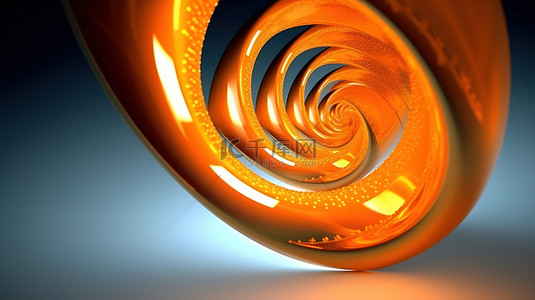 字效果背景图片_充满活力的橙色螺旋设计的 3D 渲染