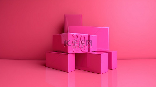 3D 渲染的粉红色优惠券，具有令人兴奋的折扣和商品销售