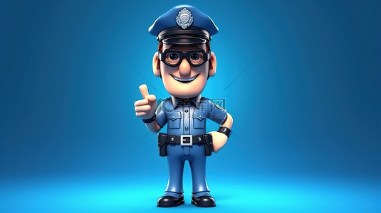 卡通警察的俏皮 3D 描绘