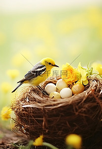 从巢中看到这只鸟正在吃花蜜