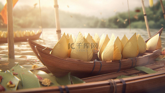 包粽子的卡通背景图片_端午佳节文化习俗黄叶粽子
