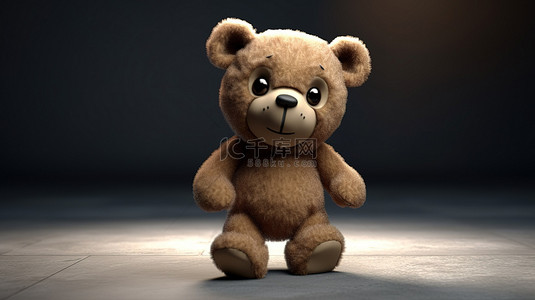 3d 渲染中可爱的泰迪熊支柱