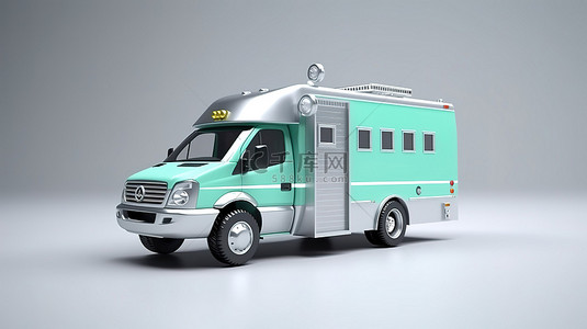 救护车 3D 渲染的医疗图标，具有真实的细节