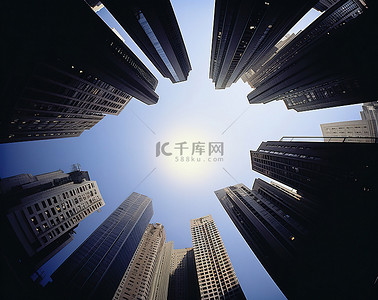 高图片背景图片_城市摩天大楼的圆形图片
