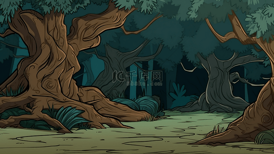 森林树简单卡通背景