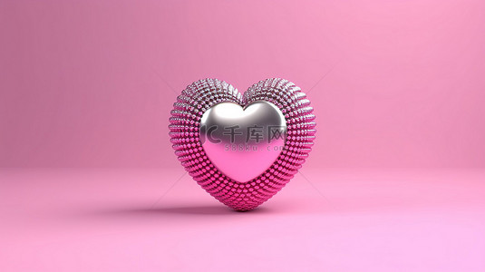 金色爱心玫瑰背景图片_情人节爱情概念与金属粉红心的 3D 渲染