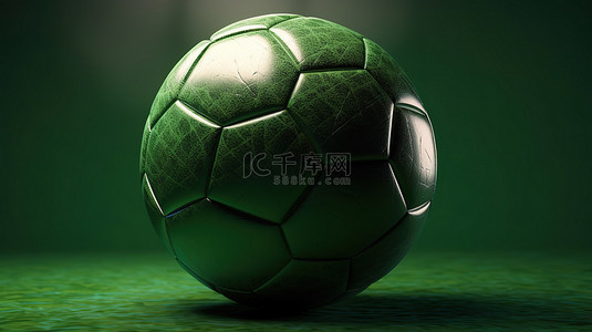 绿色足球背景背景图片_绿色背景 3d 渲染的足球插图以足球为特色