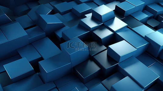 清爽的蓝色几何抽象背景现代时尚的 3D 渲染非常适合横幅