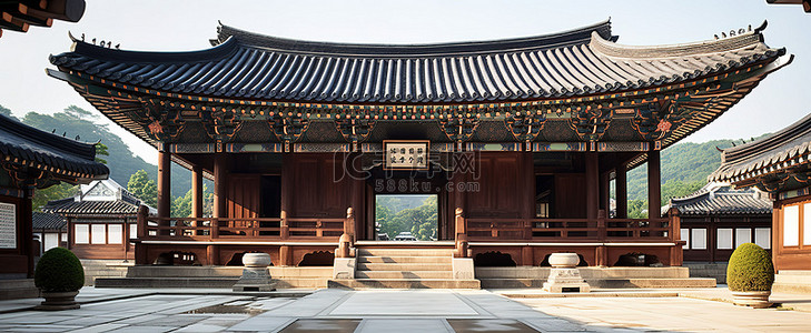 韩国木制建筑，有瓷砖和墙壁