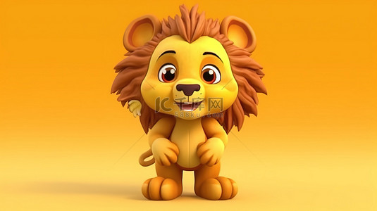 狮子打斗背景图片_可爱狮子卡通人物的俏皮 3D 插图