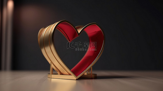 红色代表背景图片_金屋形 3D 渲染，红色心形物体代表隔离时期的安全与爱